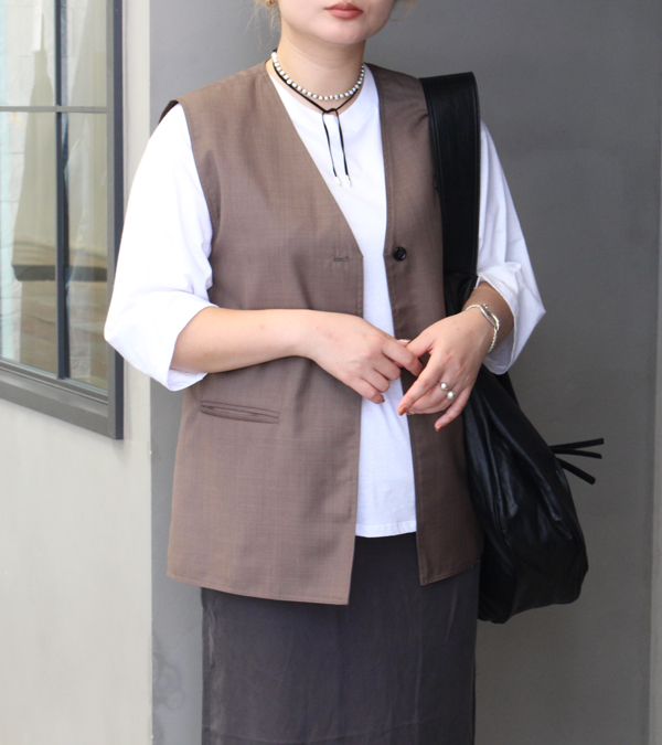 画像1: Vネックステッチベスト　Vneck Stitch Vest