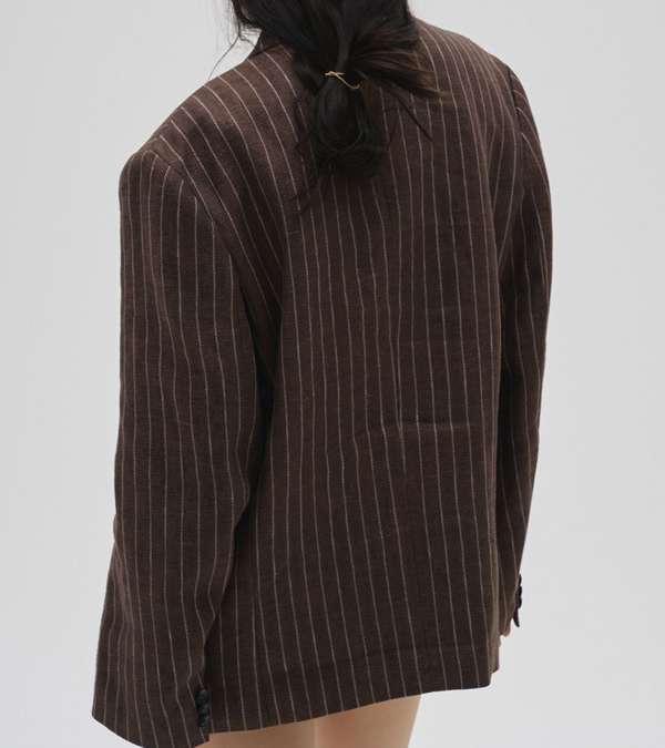 画像9: ボーイフレンドストライプリネンジャケット　Boyfriend Stripe Linen Jacket