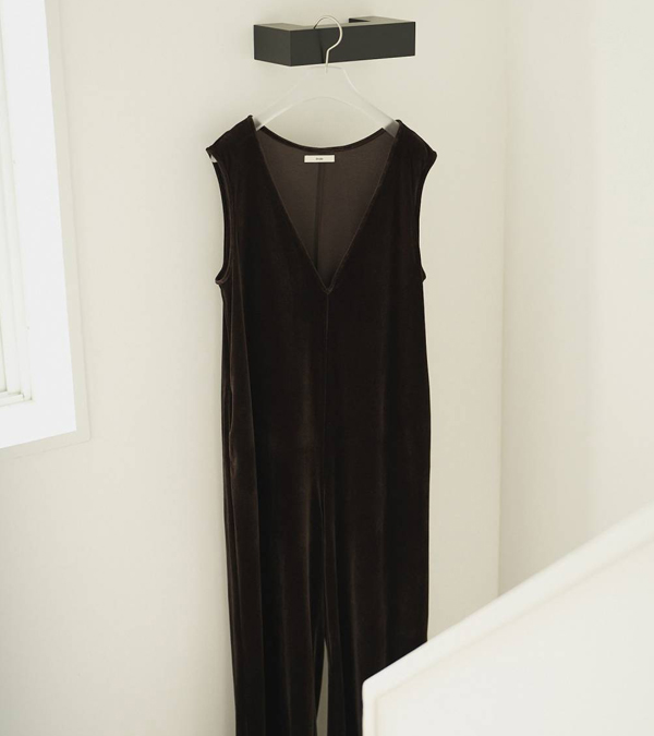 画像2: ベロアVネックコンビネゾン　Velour Vneck Combinaison