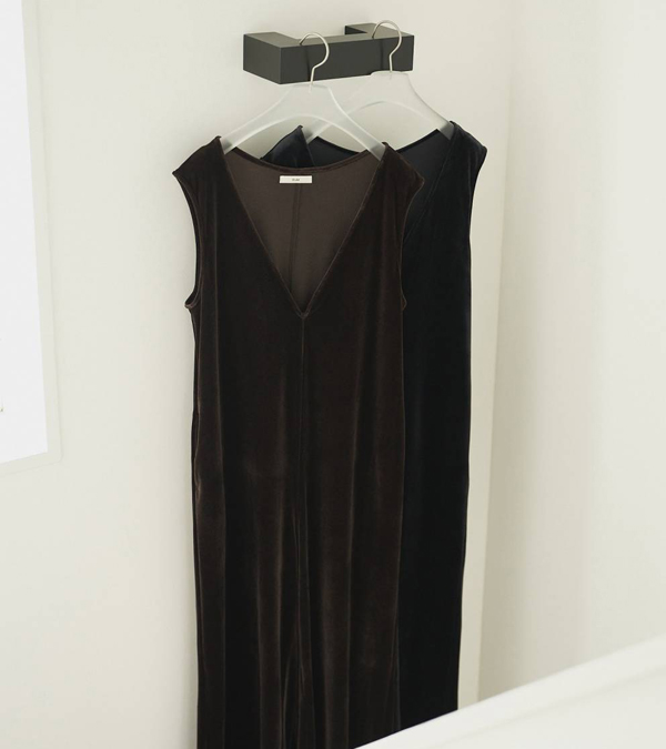 画像1: ベロアVネックコンビネゾン　Velour Vneck Combinaison
