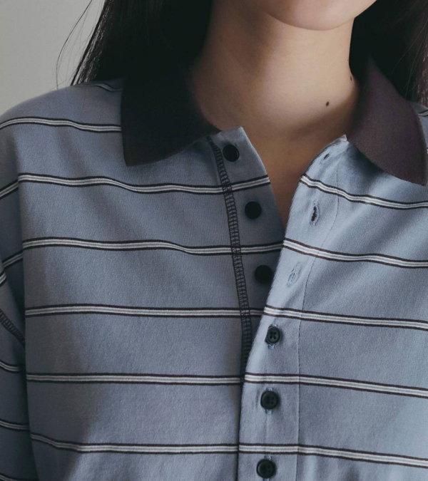 画像11: ボーダールーズポロトップス　Border Loose Polotops