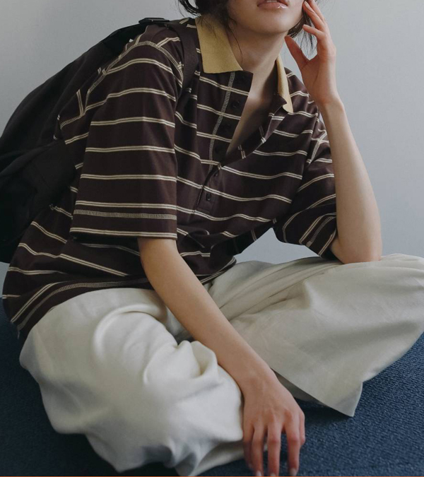 画像14: ボーダールーズポロトップス　Border Loose Polotops