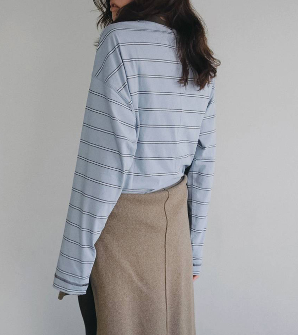 画像13: ボーダールーズロングTシャツ　Border Loose Long T-shirts
