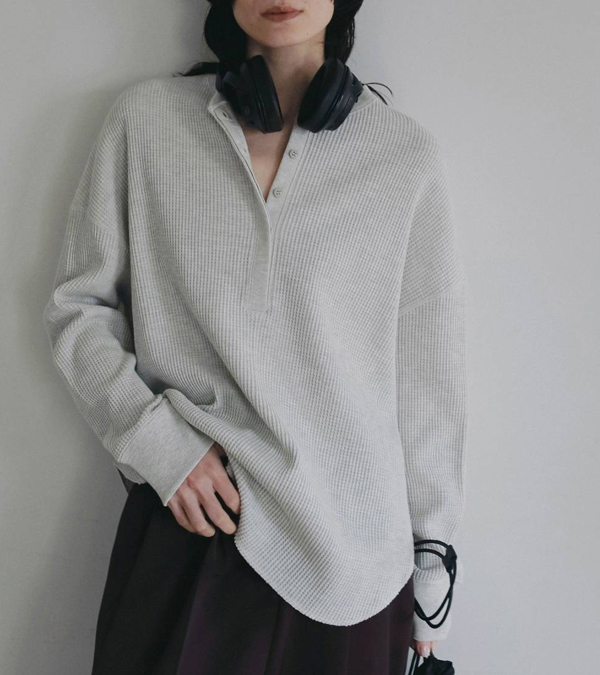 画像6: ワッフルルーズヘンリートップス　Waffle Loose Henleytops