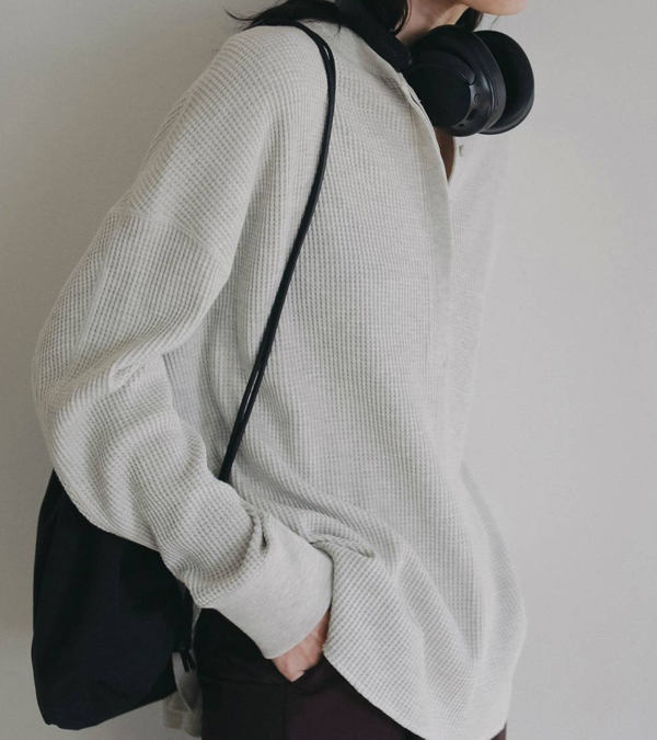 画像8: ワッフルルーズヘンリートップス　Waffle Loose Henleytops