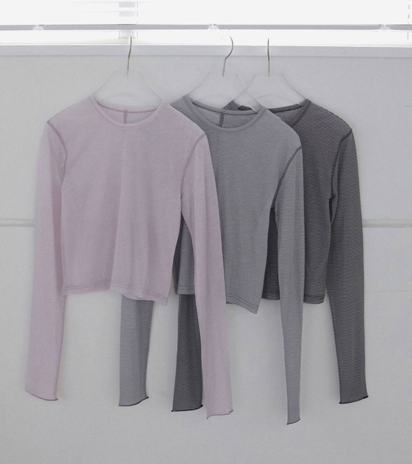 画像1: シアーボーダーロングTシャツ　Sheer Border Long T-shirts